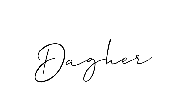 The best way (Allison_Script) to make a short signature is to pick only two or three words in your name. The name Dagher include a total of six letters. For converting this name. Dagher signature style 2 images and pictures png