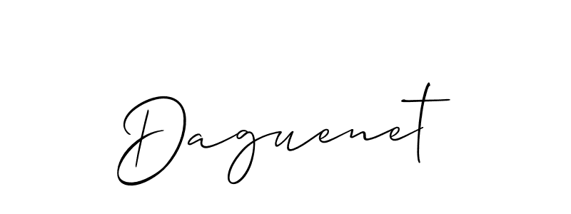 The best way (Allison_Script) to make a short signature is to pick only two or three words in your name. The name Daguenet include a total of six letters. For converting this name. Daguenet signature style 2 images and pictures png