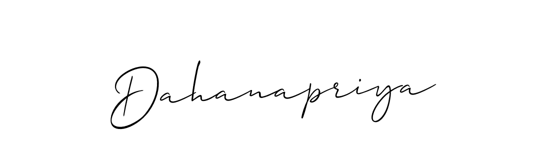 Make a beautiful signature design for name Dahanapriya. With this signature (Allison_Script) style, you can create a handwritten signature for free. Dahanapriya signature style 2 images and pictures png