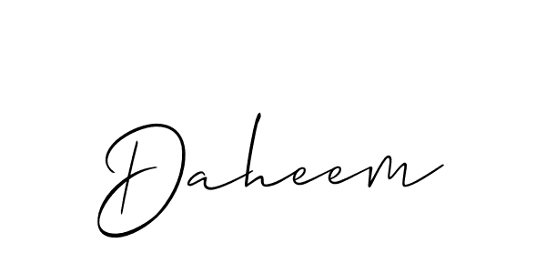 The best way (Allison_Script) to make a short signature is to pick only two or three words in your name. The name Daheem include a total of six letters. For converting this name. Daheem signature style 2 images and pictures png