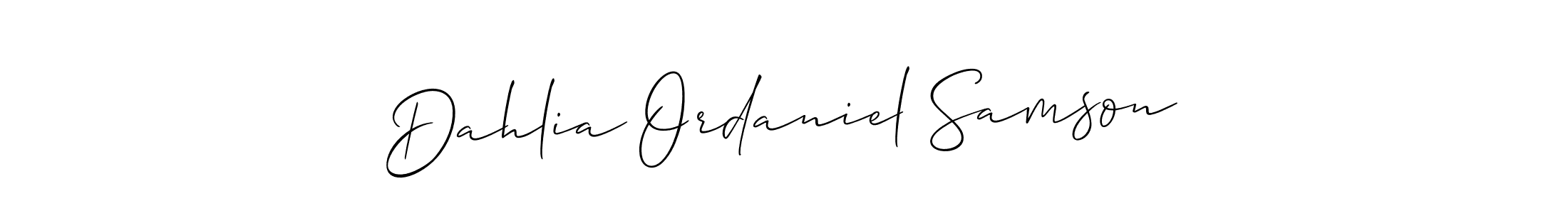 Also You can easily find your signature by using the search form. We will create Dahlia Ordaniel Samson name handwritten signature images for you free of cost using Allison_Script sign style. Dahlia Ordaniel Samson signature style 2 images and pictures png