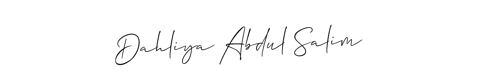 It looks lik you need a new signature style for name Dahliya Abdul Salim. Design unique handwritten (Allison_Script) signature with our free signature maker in just a few clicks. Dahliya Abdul Salim signature style 2 images and pictures png