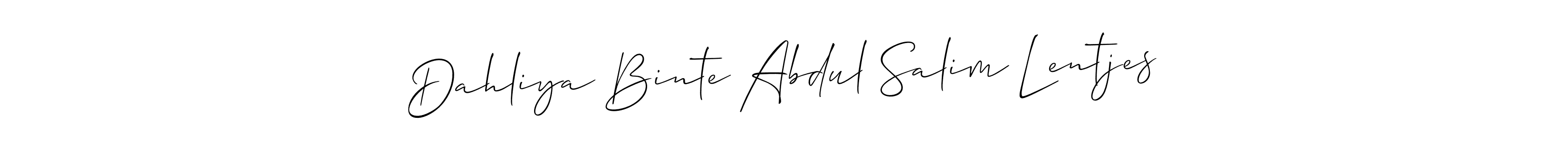 Similarly Allison_Script is the best handwritten signature design. Signature creator online .You can use it as an online autograph creator for name Dahliya Binte Abdul Salim Lentjes. Dahliya Binte Abdul Salim Lentjes signature style 2 images and pictures png