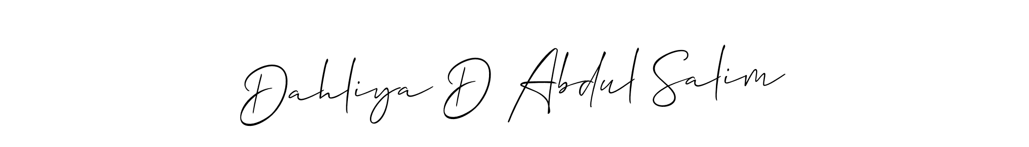 Also You can easily find your signature by using the search form. We will create Dahliya D Abdul Salim name handwritten signature images for you free of cost using Allison_Script sign style. Dahliya D Abdul Salim signature style 2 images and pictures png