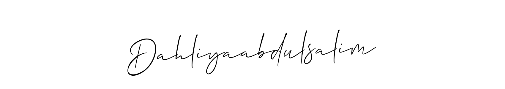 You should practise on your own different ways (Allison_Script) to write your name (Dahliyaabdulsalim) in signature. don't let someone else do it for you. Dahliyaabdulsalim signature style 2 images and pictures png