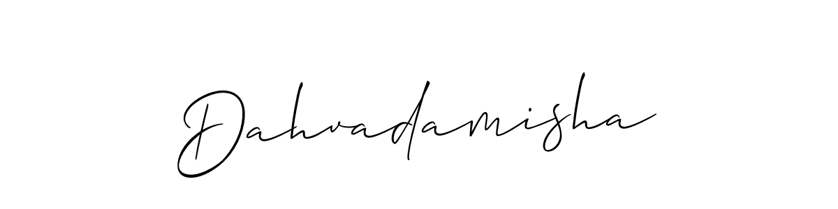 Allison_Script is a professional signature style that is perfect for those who want to add a touch of class to their signature. It is also a great choice for those who want to make their signature more unique. Get Dahvadamisha name to fancy signature for free. Dahvadamisha signature style 2 images and pictures png