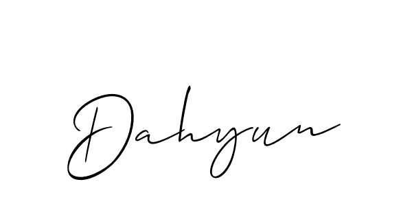 Use a signature maker to create a handwritten signature online. With this signature software, you can design (Allison_Script) your own signature for name Dahyun. Dahyun signature style 2 images and pictures png