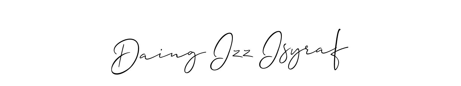 Check out images of Autograph of Daing Izz Isyraf name. Actor Daing Izz Isyraf Signature Style. Allison_Script is a professional sign style online. Daing Izz Isyraf signature style 2 images and pictures png