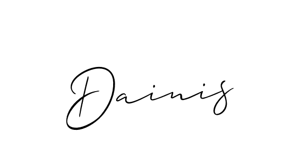 The best way (Allison_Script) to make a short signature is to pick only two or three words in your name. The name Dainis include a total of six letters. For converting this name. Dainis signature style 2 images and pictures png
