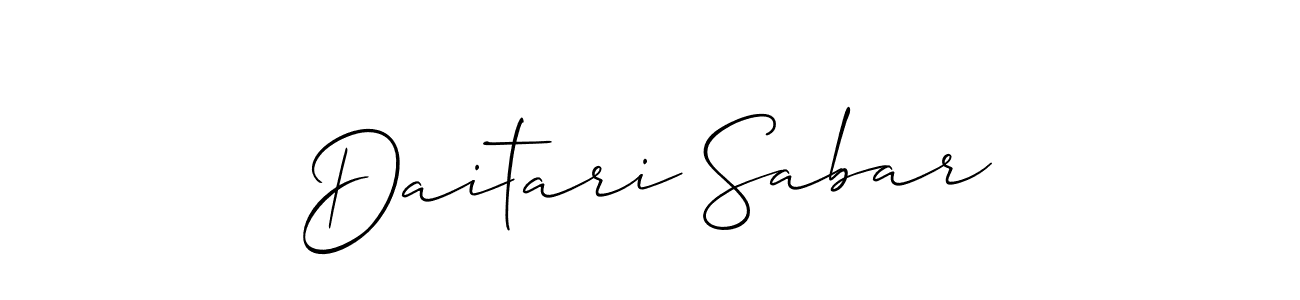 The best way (Allison_Script) to make a short signature is to pick only two or three words in your name. The name Daitari Sabar include a total of six letters. For converting this name. Daitari Sabar signature style 2 images and pictures png