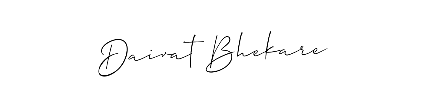 The best way (Allison_Script) to make a short signature is to pick only two or three words in your name. The name Daivat Bhekare include a total of six letters. For converting this name. Daivat Bhekare signature style 2 images and pictures png