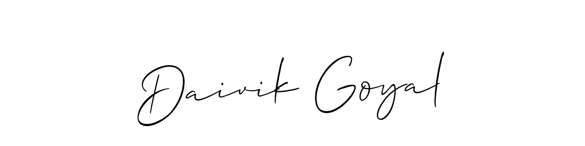 Make a beautiful signature design for name Daivik Goyal. With this signature (Allison_Script) style, you can create a handwritten signature for free. Daivik Goyal signature style 2 images and pictures png