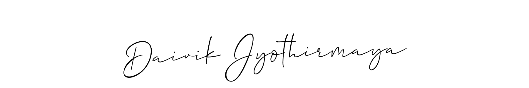 The best way (Allison_Script) to make a short signature is to pick only two or three words in your name. The name Daivik Jyothirmaya include a total of six letters. For converting this name. Daivik Jyothirmaya signature style 2 images and pictures png