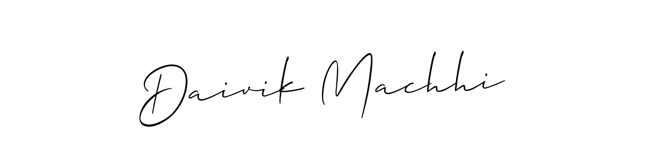 Make a beautiful signature design for name Daivik Machhi. With this signature (Allison_Script) style, you can create a handwritten signature for free. Daivik Machhi signature style 2 images and pictures png