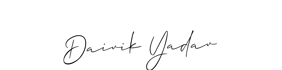 This is the best signature style for the Daivik Yadav name. Also you like these signature font (Allison_Script). Mix name signature. Daivik Yadav signature style 2 images and pictures png