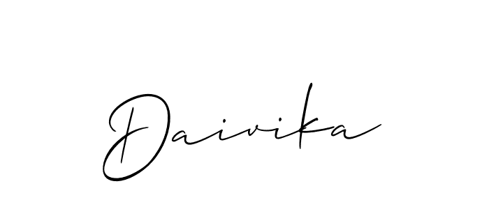 How to make Daivika name signature. Use Allison_Script style for creating short signs online. This is the latest handwritten sign. Daivika signature style 2 images and pictures png