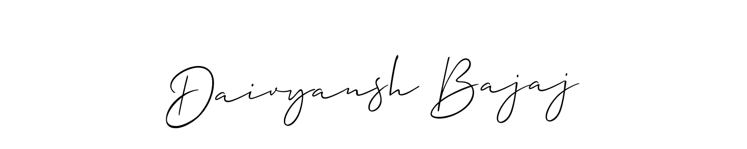 This is the best signature style for the Daivyansh Bajaj name. Also you like these signature font (Allison_Script). Mix name signature. Daivyansh Bajaj signature style 2 images and pictures png