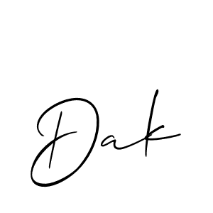 Design your own signature with our free online signature maker. With this signature software, you can create a handwritten (Allison_Script) signature for name Dak. Dak signature style 2 images and pictures png