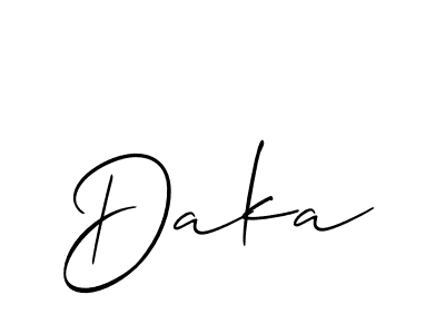 if you are searching for the best signature style for your name Daka. so please give up your signature search. here we have designed multiple signature styles  using Allison_Script. Daka signature style 2 images and pictures png