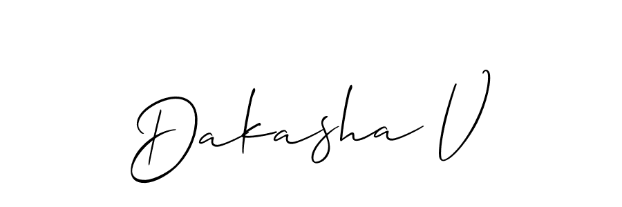 How to make Dakasha V name signature. Use Allison_Script style for creating short signs online. This is the latest handwritten sign. Dakasha V signature style 2 images and pictures png