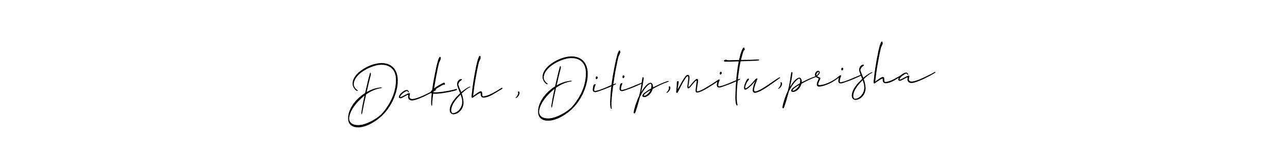 How to Draw Daksh , Dilip,mitu,prisha signature style? Allison_Script is a latest design signature styles for name Daksh , Dilip,mitu,prisha. Daksh , Dilip,mitu,prisha signature style 2 images and pictures png