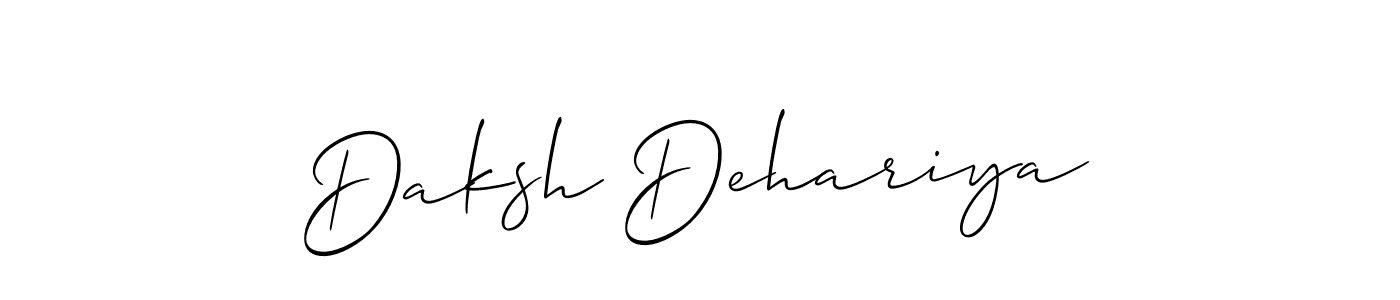 Also we have Daksh Dehariya name is the best signature style. Create professional handwritten signature collection using Allison_Script autograph style. Daksh Dehariya signature style 2 images and pictures png