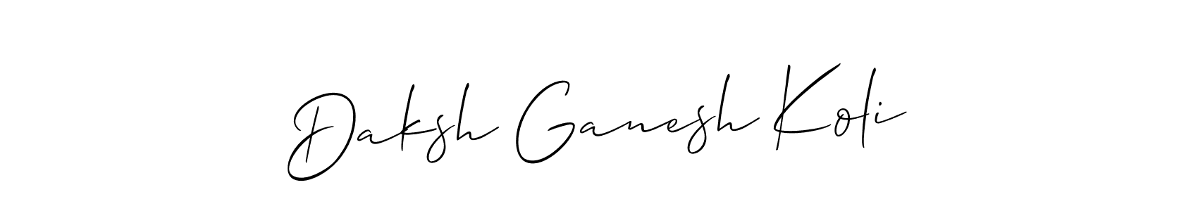 How to make Daksh Ganesh Koli name signature. Use Allison_Script style for creating short signs online. This is the latest handwritten sign. Daksh Ganesh Koli signature style 2 images and pictures png