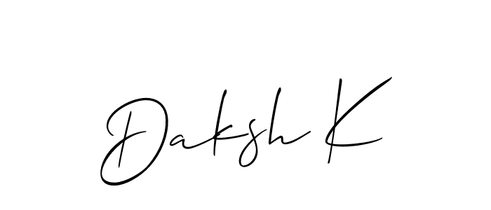 Make a beautiful signature design for name Daksh K. With this signature (Allison_Script) style, you can create a handwritten signature for free. Daksh K signature style 2 images and pictures png