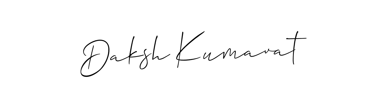 The best way (Allison_Script) to make a short signature is to pick only two or three words in your name. The name Daksh Kumavat include a total of six letters. For converting this name. Daksh Kumavat signature style 2 images and pictures png