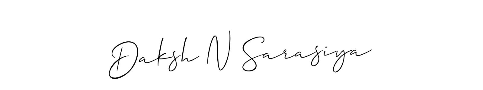 How to make Daksh N Sarasiya signature? Allison_Script is a professional autograph style. Create handwritten signature for Daksh N Sarasiya name. Daksh N Sarasiya signature style 2 images and pictures png