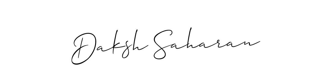 Allison_Script is a professional signature style that is perfect for those who want to add a touch of class to their signature. It is also a great choice for those who want to make their signature more unique. Get Daksh Saharan name to fancy signature for free. Daksh Saharan signature style 2 images and pictures png