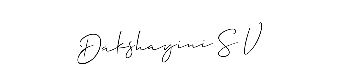 It looks lik you need a new signature style for name Dakshayini S V. Design unique handwritten (Allison_Script) signature with our free signature maker in just a few clicks. Dakshayini S V signature style 2 images and pictures png