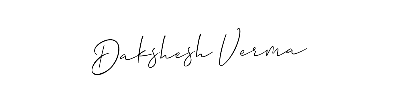 The best way (Allison_Script) to make a short signature is to pick only two or three words in your name. The name Dakshesh Verma include a total of six letters. For converting this name. Dakshesh Verma signature style 2 images and pictures png