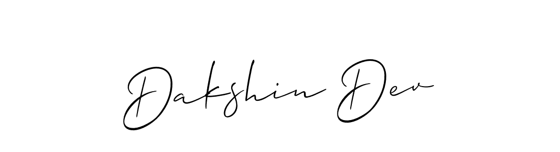 It looks lik you need a new signature style for name Dakshin Dev. Design unique handwritten (Allison_Script) signature with our free signature maker in just a few clicks. Dakshin Dev signature style 2 images and pictures png