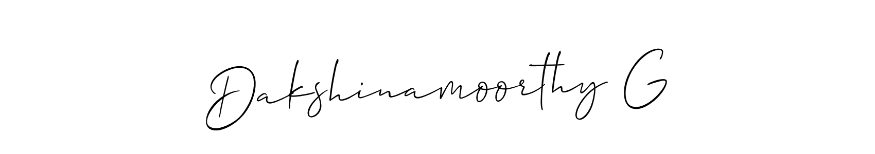 The best way (Allison_Script) to make a short signature is to pick only two or three words in your name. The name Dakshinamoorthy G include a total of six letters. For converting this name. Dakshinamoorthy G signature style 2 images and pictures png