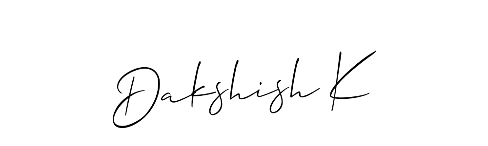 Also we have Dakshish K name is the best signature style. Create professional handwritten signature collection using Allison_Script autograph style. Dakshish K signature style 2 images and pictures png