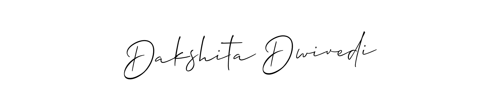 The best way (Allison_Script) to make a short signature is to pick only two or three words in your name. The name Dakshita Dwivedi include a total of six letters. For converting this name. Dakshita Dwivedi signature style 2 images and pictures png