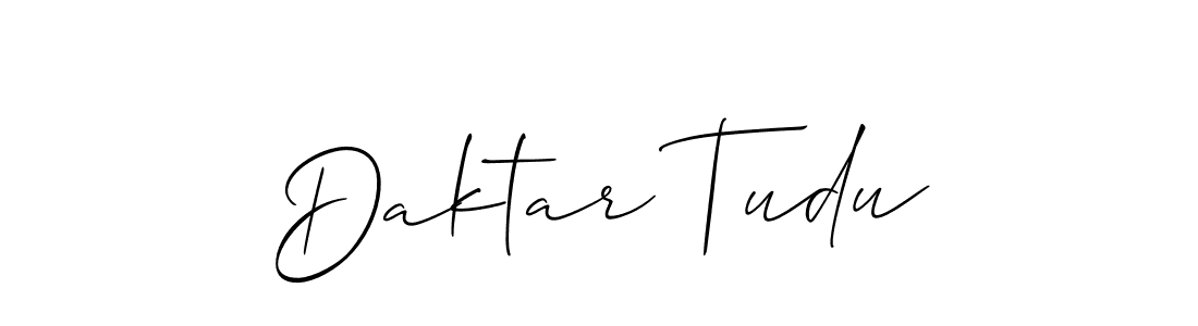The best way (Allison_Script) to make a short signature is to pick only two or three words in your name. The name Daktar Tudu include a total of six letters. For converting this name. Daktar Tudu signature style 2 images and pictures png