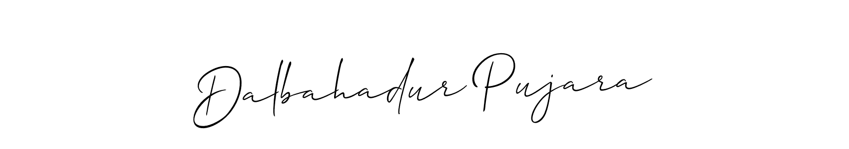 It looks lik you need a new signature style for name Dalbahadur Pujara. Design unique handwritten (Allison_Script) signature with our free signature maker in just a few clicks. Dalbahadur Pujara signature style 2 images and pictures png