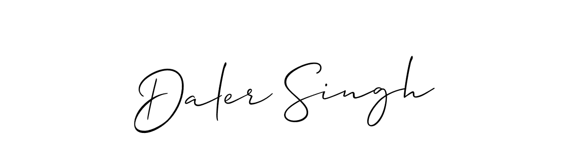 The best way (Allison_Script) to make a short signature is to pick only two or three words in your name. The name Daler Singh include a total of six letters. For converting this name. Daler Singh signature style 2 images and pictures png