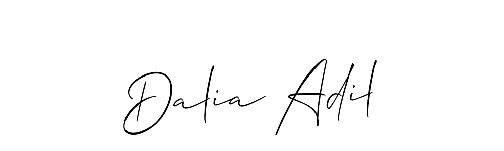 Create a beautiful signature design for name Dalia Adil. With this signature (Allison_Script) fonts, you can make a handwritten signature for free. Dalia Adil signature style 2 images and pictures png