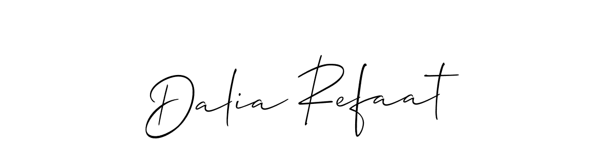 How to make Dalia Refaat name signature. Use Allison_Script style for creating short signs online. This is the latest handwritten sign. Dalia Refaat signature style 2 images and pictures png