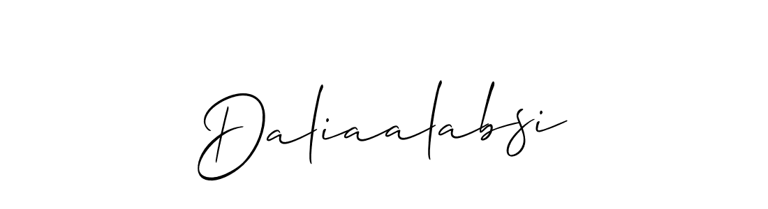 Allison_Script is a professional signature style that is perfect for those who want to add a touch of class to their signature. It is also a great choice for those who want to make their signature more unique. Get Daliaalabsi name to fancy signature for free. Daliaalabsi signature style 2 images and pictures png