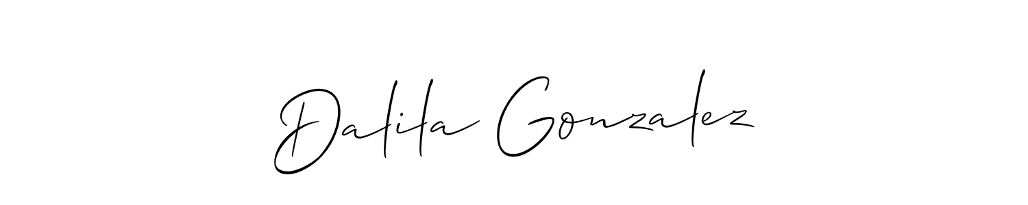 Make a beautiful signature design for name Dalila Gonzalez. With this signature (Allison_Script) style, you can create a handwritten signature for free. Dalila Gonzalez signature style 2 images and pictures png