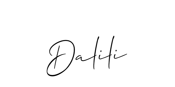 Allison_Script is a professional signature style that is perfect for those who want to add a touch of class to their signature. It is also a great choice for those who want to make their signature more unique. Get Dalili name to fancy signature for free. Dalili signature style 2 images and pictures png