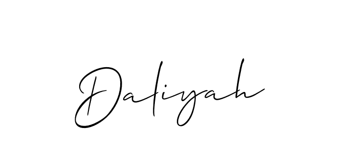 Use a signature maker to create a handwritten signature online. With this signature software, you can design (Allison_Script) your own signature for name Daliyah. Daliyah signature style 2 images and pictures png