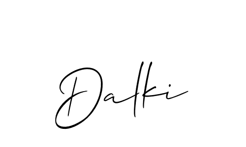 Design your own signature with our free online signature maker. With this signature software, you can create a handwritten (Allison_Script) signature for name Dalki. Dalki signature style 2 images and pictures png