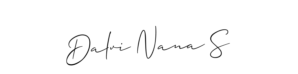 The best way (Allison_Script) to make a short signature is to pick only two or three words in your name. The name Dalvi Nana S include a total of six letters. For converting this name. Dalvi Nana S signature style 2 images and pictures png