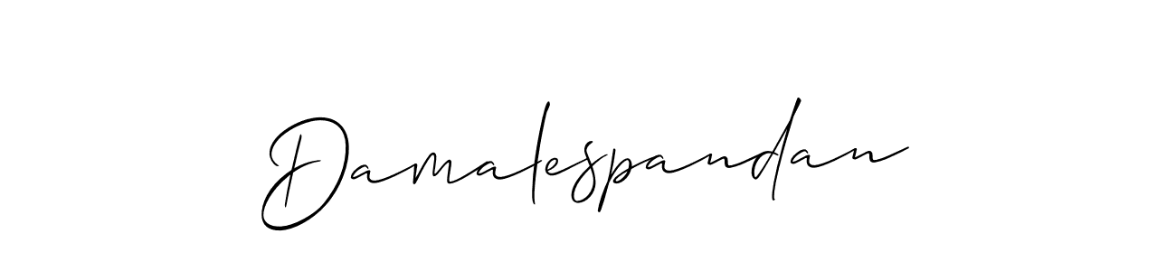 The best way (Allison_Script) to make a short signature is to pick only two or three words in your name. The name Damalespandan include a total of six letters. For converting this name. Damalespandan signature style 2 images and pictures png