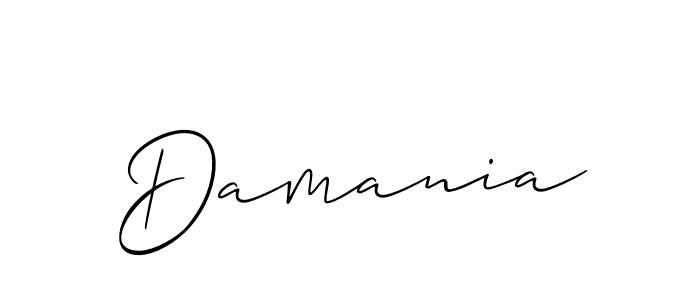 The best way (Allison_Script) to make a short signature is to pick only two or three words in your name. The name Damania include a total of six letters. For converting this name. Damania signature style 2 images and pictures png